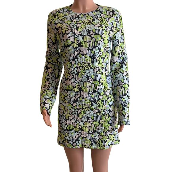 Stine Goya Lecce Mini Dress Womens S Black Multicolor Floral Jacquard Knit - Picture 2 of 13